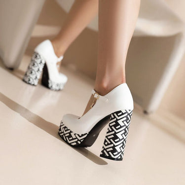 Plaid Waterproof High Heel Mary Jane Shoes - InspiredGrabs.com